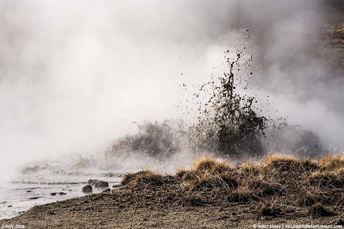 Eruption of "Waterfall Geyser" in Yellowstone's West Thumb Geyser Basin.